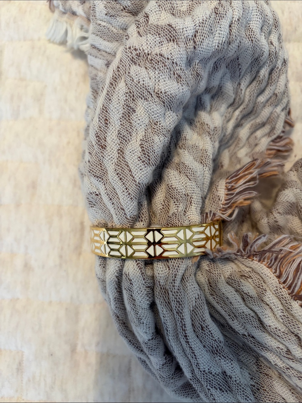 Stella & Dot Gold and White Geometric Enamel Bracelet